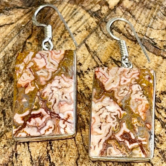 Crazy Lace Agate Earrings 1 7/8” - Picture 3 of 10